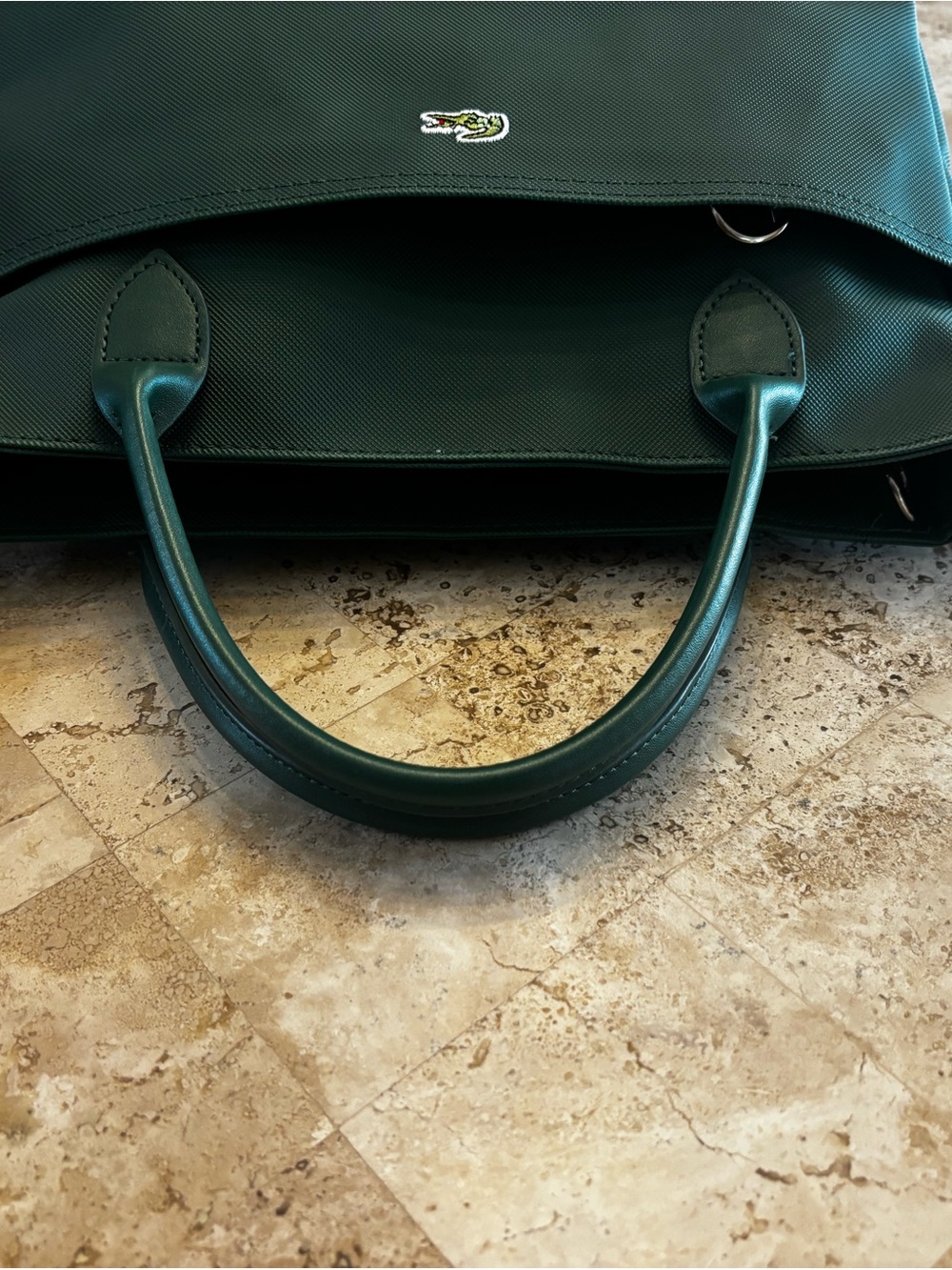 Lacoste Green Chantaco Tote Crossbody Bag Croc Logo Detachable Strap - Picture 4 of 14